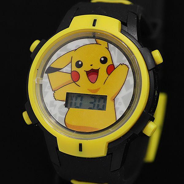 稼働 良品 ポケモン QZ LR1130 ピカチュウ文字盤 ラウンド  メンズ/レディース腕時計 T...