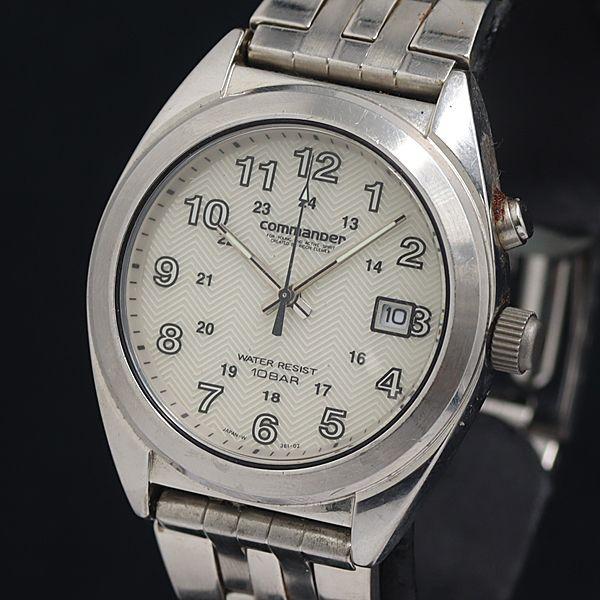 リコー コマンダー 381101 デイト ホワイト文字盤 QZ メンズ腕時計 KMR 2000000...