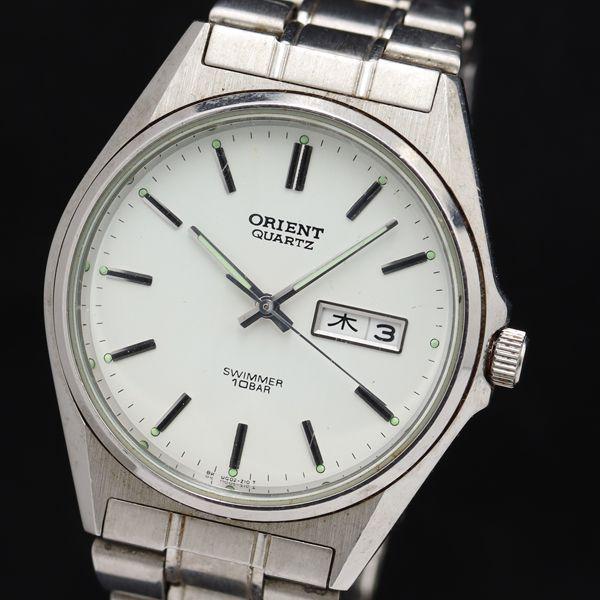 稼働 オリエント UG02-C0 デイデイト QZ ホワイト文字盤 メンズ腕時計 TKD 20000...
