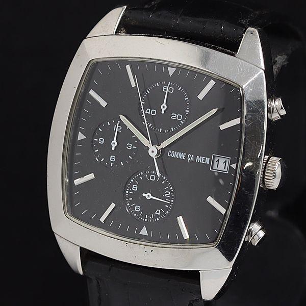 稼動 コムサメン QZ G700-05 ブラック文字盤 スクエア クロノグラフ デイト メンズ腕時計...