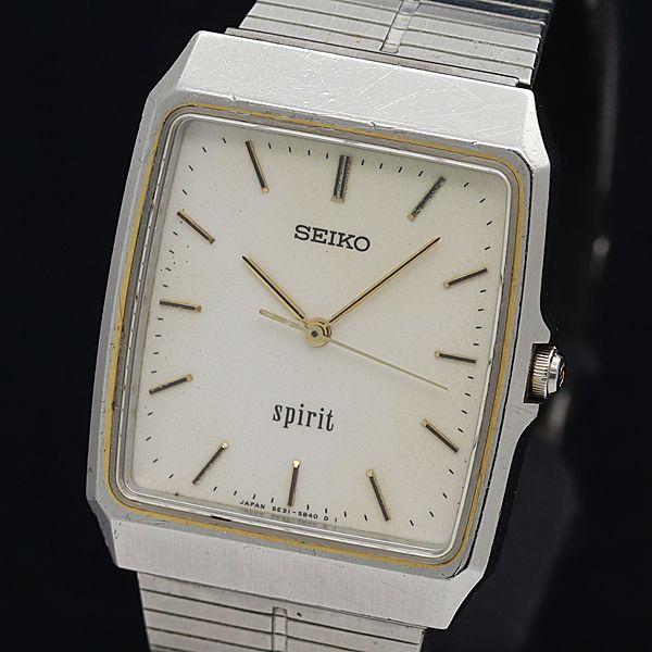 セイコー QZ 5E31-5A70 スピリット スクエア アイボリー文字盤 メンズ腕時計 20000...