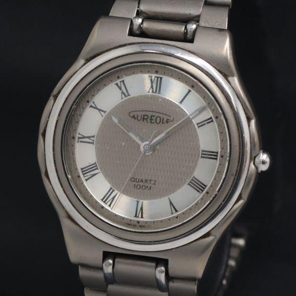 稼動 QZ 良品 AUREOLE 100M 6DSW-350M チタン グレー/シルバー文字盤 レデ...
