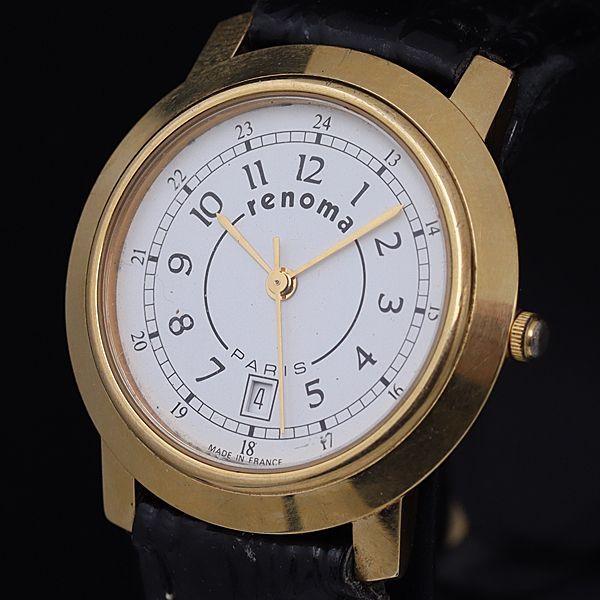 レノマ 66045 QZ 白文字盤 ラウンド デイト メンズ腕時計 OSW 2000000 NSK