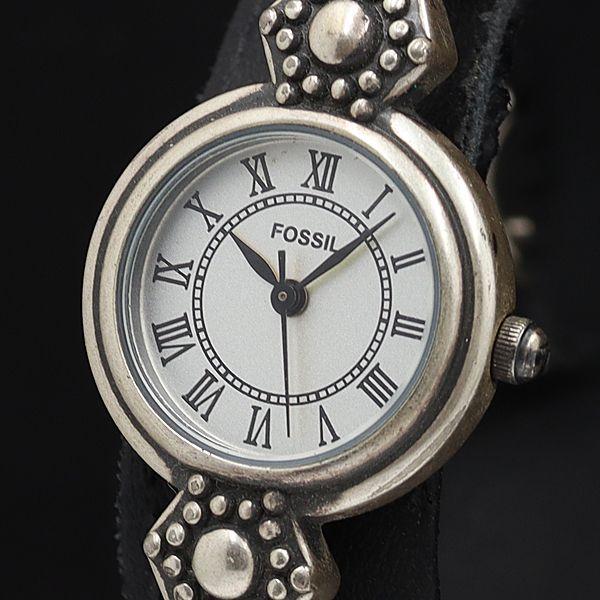 フォッシル QZ ヴィンテージ 花 ホワイト文字盤 シルバー アンティーク レディース腕時計 KMR...