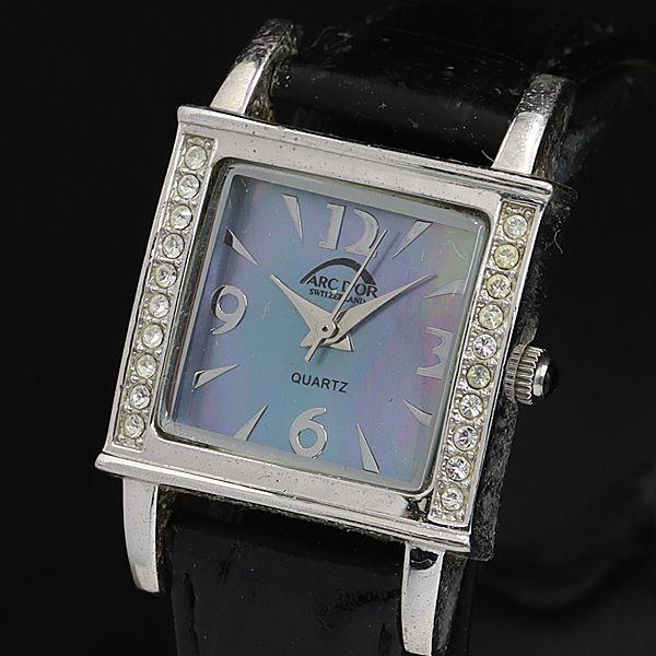 稼働 良品 アークドール スイッツアーランド QZ シェル文字盤 スクエア レディース腕時計 OSW...