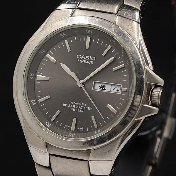 稼働 カシオ リニエージ QZ LW-171J チタニウム ブラック文字盤 デイデイト メンズ腕時計...