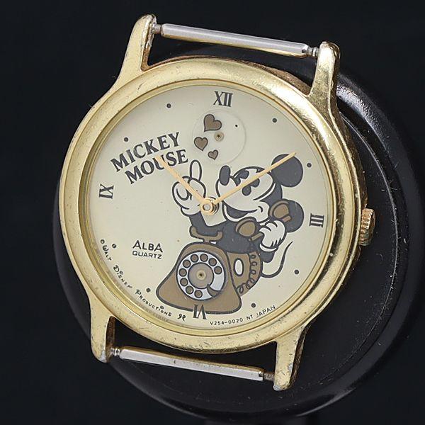 セイコー QZ アルバ ミッキーマウス V254-0020 シャンパンゴールド文字盤 メンズ腕時計 ...