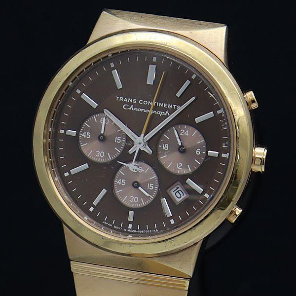 トランスコンチネンツ QZ クロノグラフ デイト ブラウン文字盤 メンズ腕時計 2000000 NS...