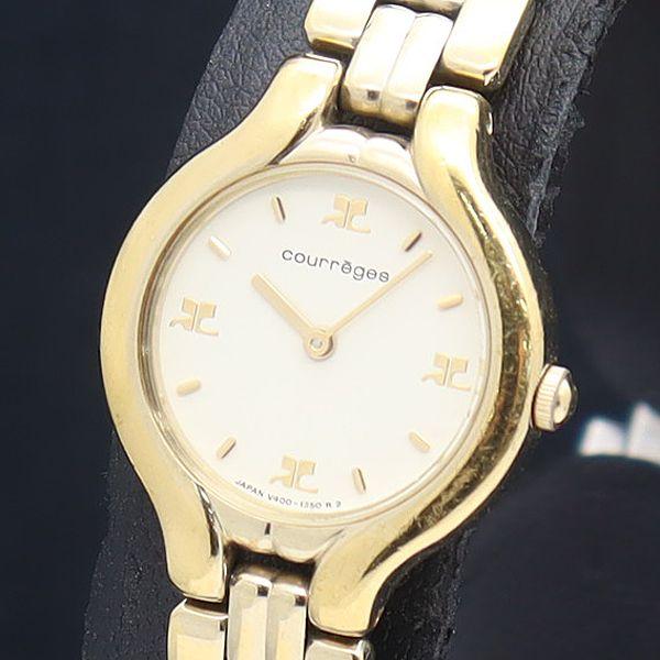 稼動 クレージュ QZ ラウンド アイボリー系文字盤 レディース腕時計 2000000 NSK MT...