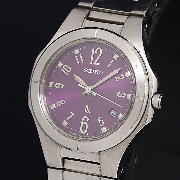 稼動 セイコー ルキア 7N82-0AX0 QZ パープル文字盤 デイト レディース腕時計 OGH ...