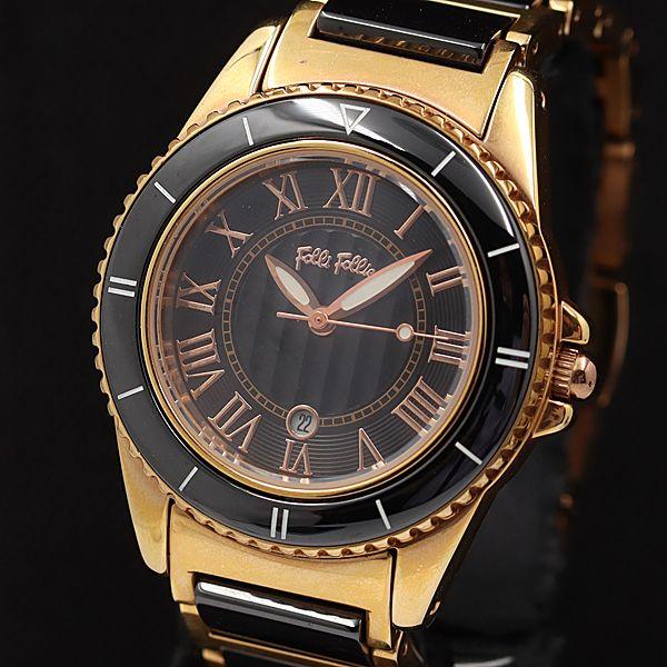 稼働 フォリフォリ QZ ブラック文字盤 コンビ 6R069BD レディース腕時計 KMR 2000...