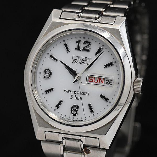 稼働 シチズン QZ E101-S042011 白文字盤 デイデイト ラウンド メンズ腕時計 TCY...