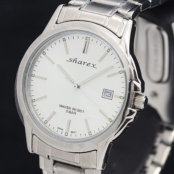 稼働 良品 sharex QZ GM10-002448-01 6O0521 デイト シルバー文字盤 ...