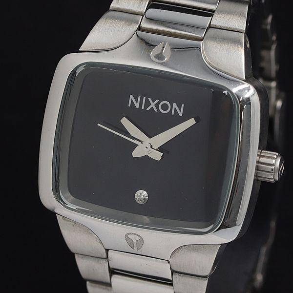 稼動 ニクソン QZ 8I ブラック文字盤 シルバー 石付き メンズ腕時計 2000000 NSK ...