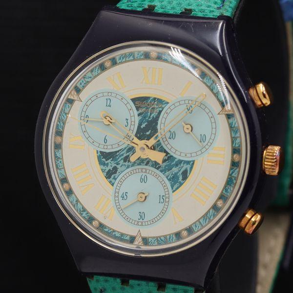 稼働 スウォッチ PERFORMANCE SCN108 1994年 クロノグラフ QZ アイボリー文...