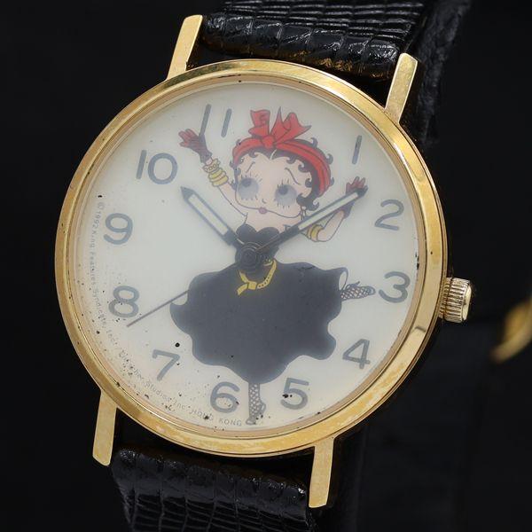 ベティちゃん QZ ホワイト ヴィンテージ キャラクター文字盤 ラウンド レディース腕時計 KMR ...