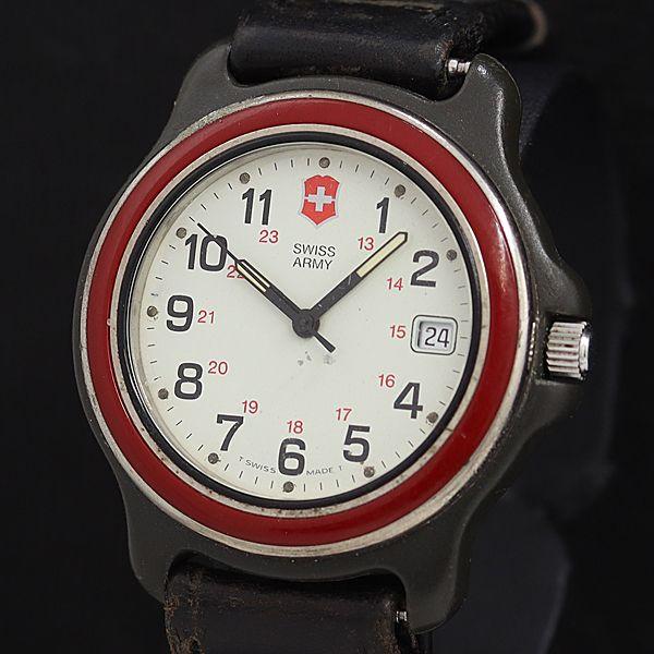 スイスアーミー QZ アイボリー文字盤 デイト ラウンド メンズ腕時計 OSW 2000000 NS...