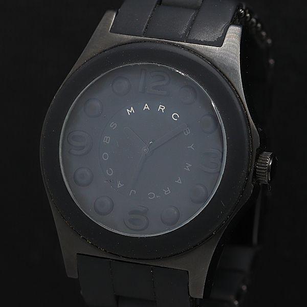 稼働 良品 マークバイマークジェイコブス MBM2531 QZ 黒文字盤 ラウンド メンズ腕時計 O...