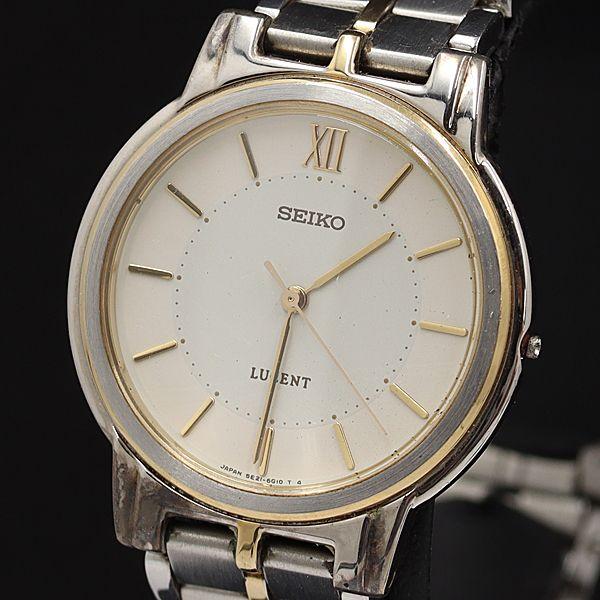 セイコー ルーセント QZ アイボリー文字盤 5E21-6E90 メンズ腕時計 KMR 200000...