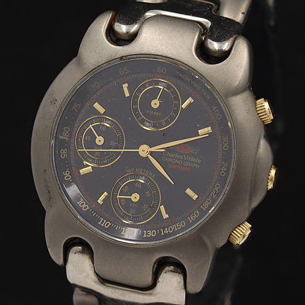 シャルルホーゲル QZ クロノグラフ ブラック文字盤 CV-7545 メンズ腕時計 KMR 2000...