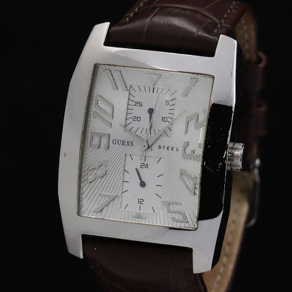 稼働 ゲス GUESS I95200G2 クロノグラフ QZ シルバー文字盤 メンズ/レディース腕時...