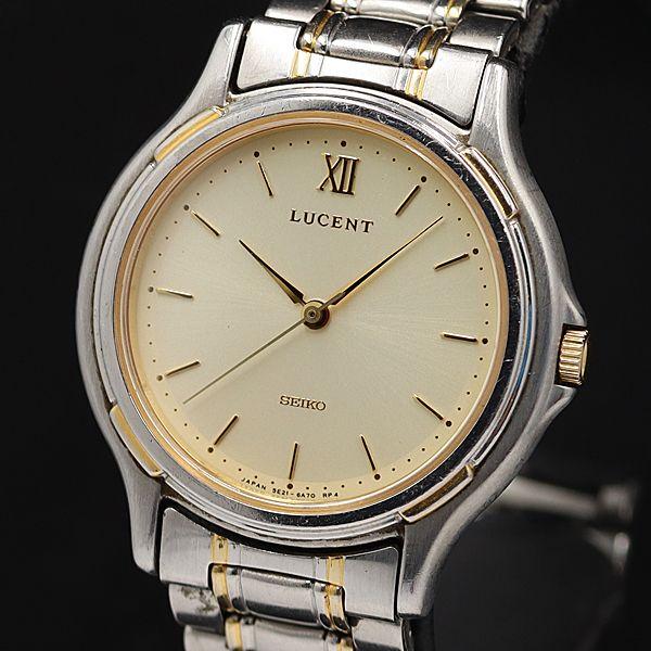 稼働 セイコー ルーセント QZ シャンパンゴールド文字盤 5E21-6B00 メンズ腕時計 KMR...