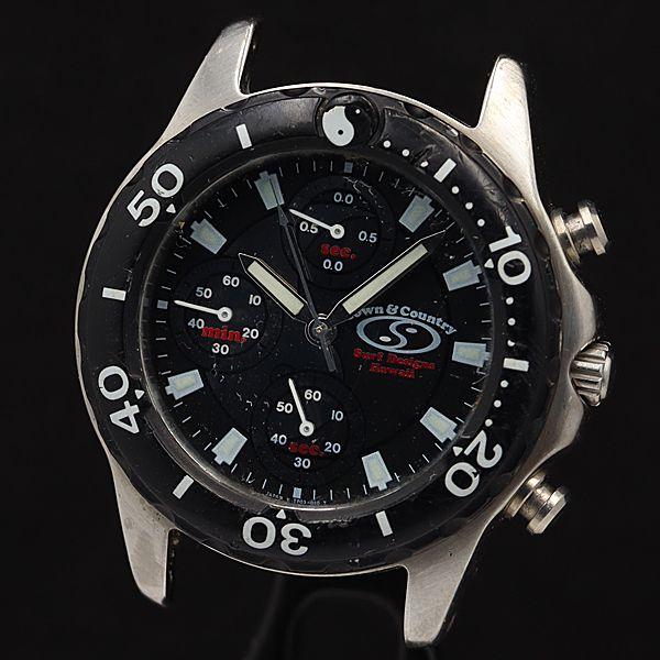 稼動 タウン＆カントリー QZ ブラック文字盤 本体のみ クロノグラフ TP03-D0 メンズ腕時計...