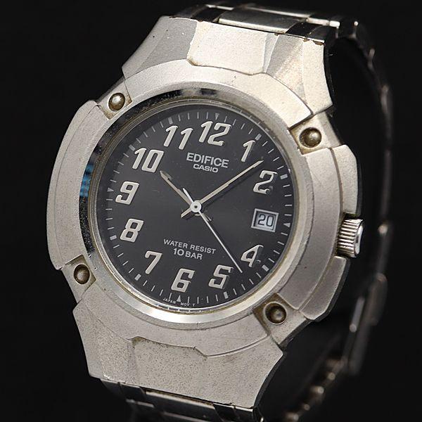 稼動 カシオ エディフィス QZ ブラック文字盤 MMM-101 デイト メンズ腕時計 KMR 20...