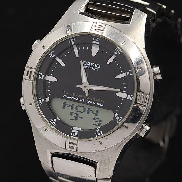稼働 カシオ エディフィス 10年電池 QZ デジタル文字盤 黒 EFA-110 メンズ腕時計 KM...