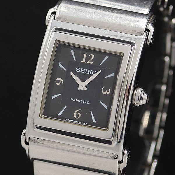 セイコー キネティック 1H20-0810T1 QZ 黒文字盤 スクエア メンズ腕時計 OSW 20...