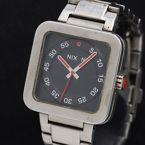 ニクソン QZ 10J ブラック文字盤 スクエア シルバー メンズ腕時計 2000000 NSK O...