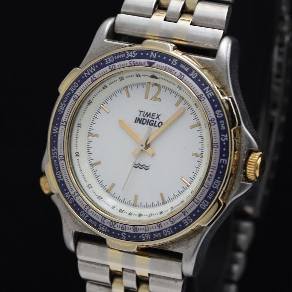 タイメックス インディグロ D47 ラウンド QZ ホワイト文字盤 メンズ/レディース腕時計 TKD...
