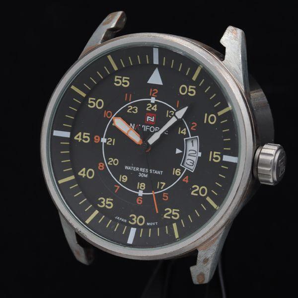 ナビフォース NF9044M デイト ラウンド トップのみ QZ ブラック文字盤 メンズ腕時計用 T...