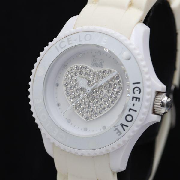稼働 アイスウォッチ 000 216 石付 ラウンド QZ ホワイト文字盤 レディース腕時計 TKD...