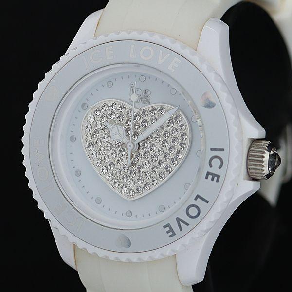 稼働 良品 アイスウォッチ アイスラブ QZ 白/シルバー文字盤 ラウンド レディース腕時計 OSW...