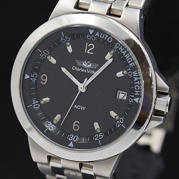 稼動 シャルルホーゲル ACW ブラック文字盤 QZ+/AT/自動巻き CV-7729 メンズ腕時計...