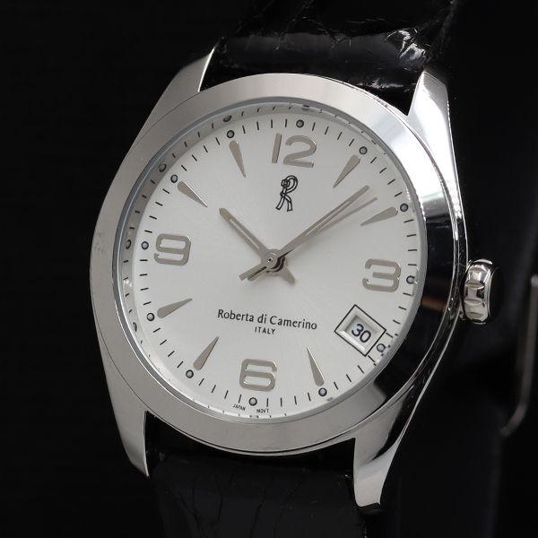 保/箱付 稼働 ロベルタディカメリーノ RC7021 デイト QZ シルバー文字盤 メンズ/レディー...