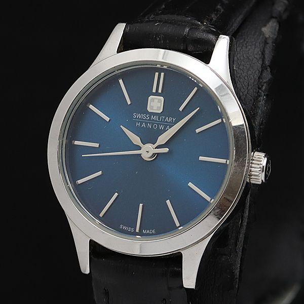 稼働 スイスミリタリー ハノワ QZ ブルー文字盤/ネイビー系 ヴィンテージ レディース腕時計 KM...