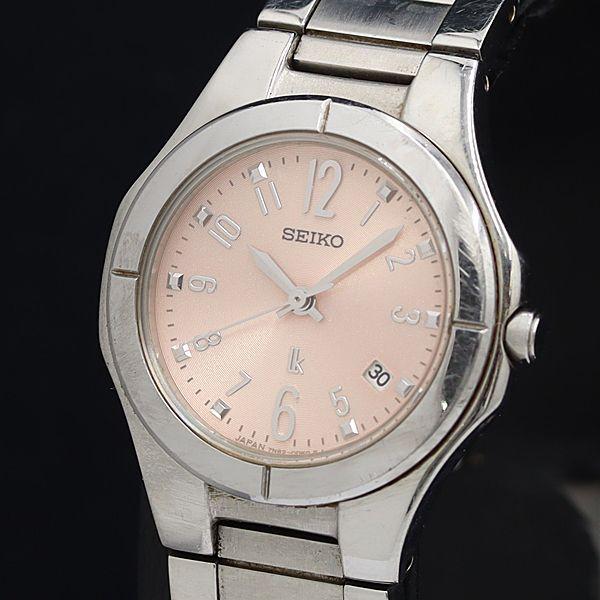 稼動 良品 セイコー ルキア QZ ピンク文字盤 デイト 石付 7N82-0AX0 レディース腕時計...