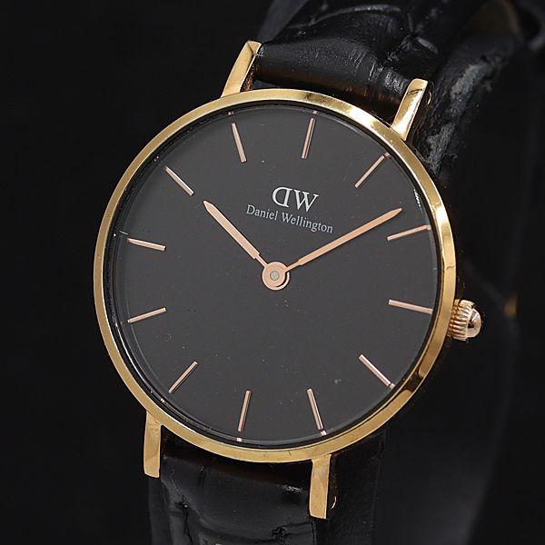 稼動 ダニエルウェリントン QZ 0120172884 ブラック文字盤 ラウンド ゴールド レディー...
