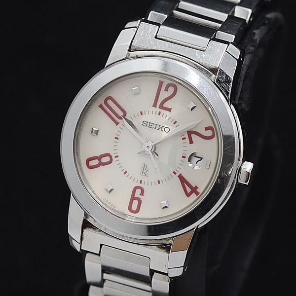 稼動 セイコー QZ ルキア 7NB2-0EE0 アイボリー文字盤 ラウンド デイト レディース腕時...