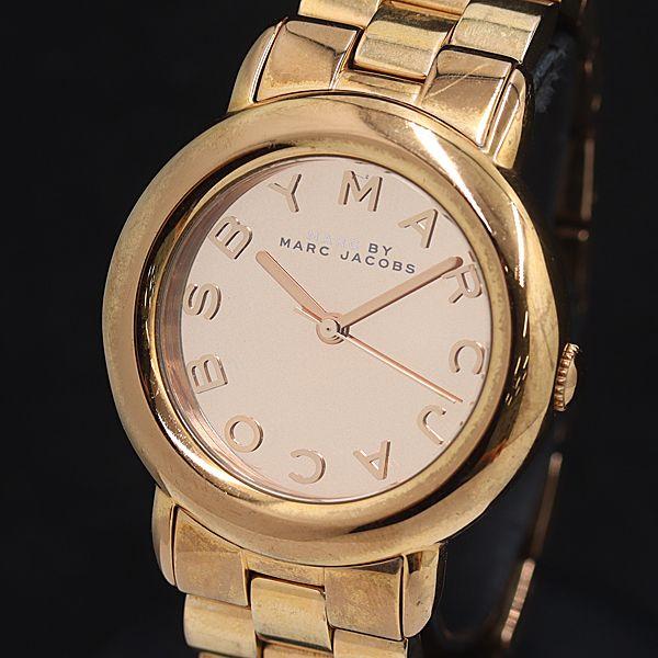 稼動 マークバイマークジェイコブス QZ MBM3099 ピンクゴールド文字盤 ラウンド メンズ腕時...