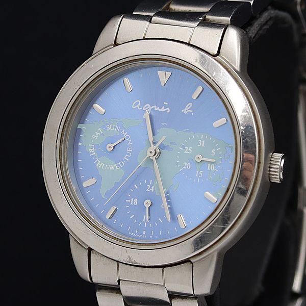 アニエスベー デイデイト QZ 青文字盤 世界地図 V33J-0010 レディース腕時計 OGH 2...