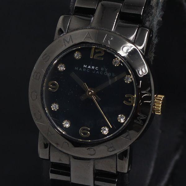 稼動 QZ マークバイマークジェイコブス 石付 MBM8593 黒文字盤 レディース腕時計 KRK ...