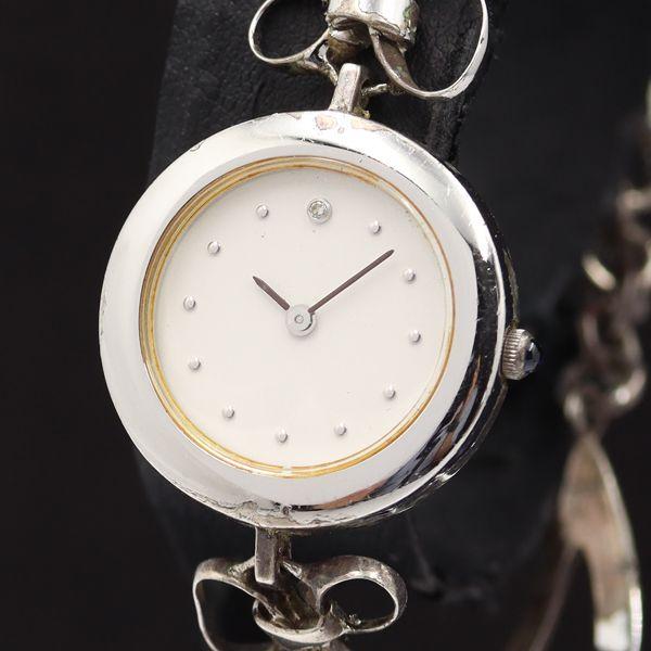 稼働 アンティーク QZ ホワイト文字盤 SV925 レディース腕時計 KMR 2000000 NS...