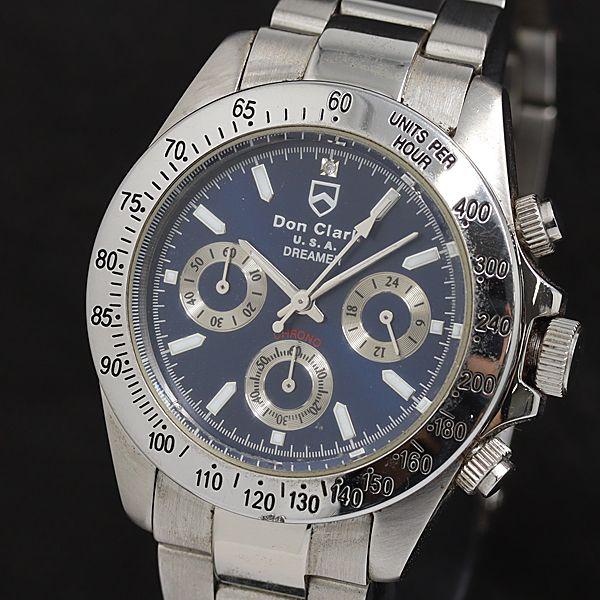 稼動 ダンクラーク QZDM-2051 ブルー系文字盤 クロノグラフ メンズ腕時計 2000000 ...