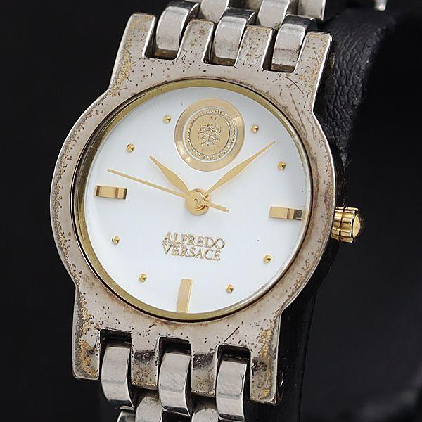 稼働 良品 アルフレッドヴェルサーチ V758C QZ 白文字盤 レディース腕時計 OSW 2000...