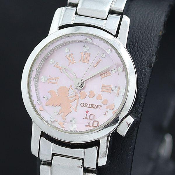稼働 良品 オリエント UBBU-Q0-B QZ ピンクシェル文字盤 石付 レディース腕時計 OSW...