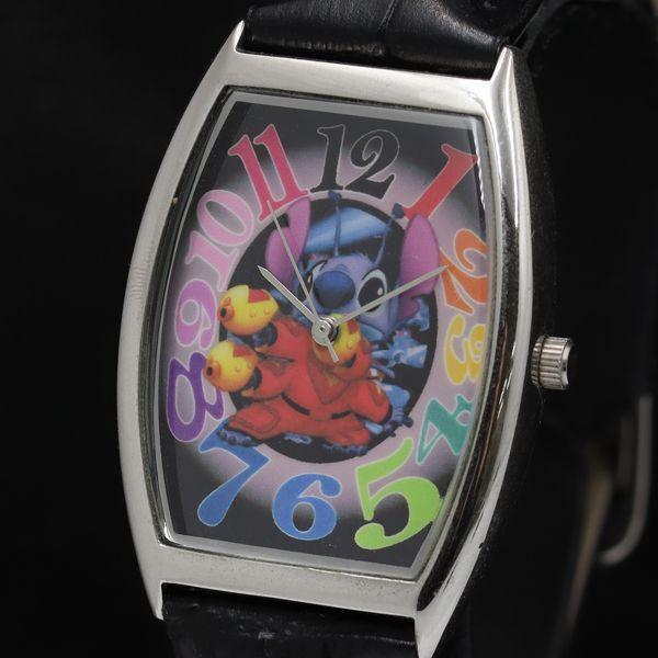稼働 ディズニー スティッチ QZ ブラック/ピンク文字盤 メンズ/レディース腕時計 TKD 200...