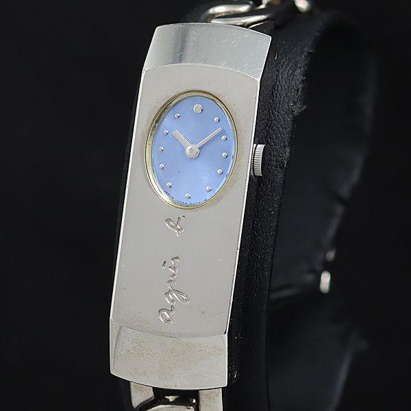 稼働 良品 アニエスベー V220-6530 QZ 水色文字盤 レディース腕時計 OSW 20000...